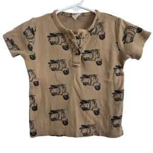 Kate Quinn Brown Scooter Henley Short Sleeve Tee Shirt Size 18-24 Months Organic